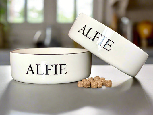 Personalised Straight sided Classic Font 2 bowl set