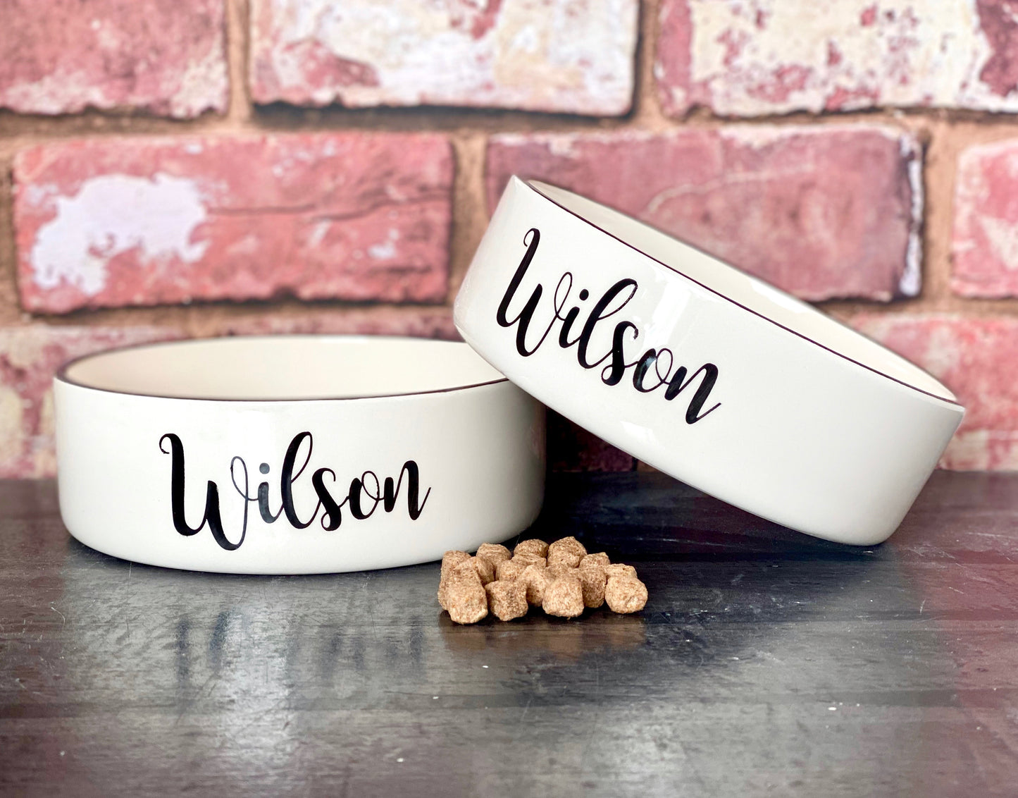 Personalised Straight sided Script Font 2 bowl set