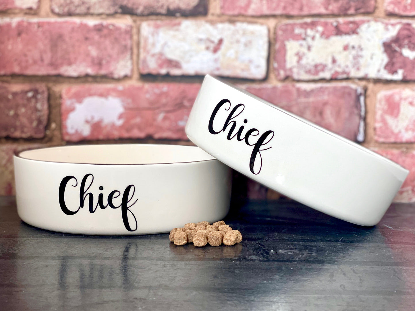 Personalised Straight sided Script Font 2 bowl set