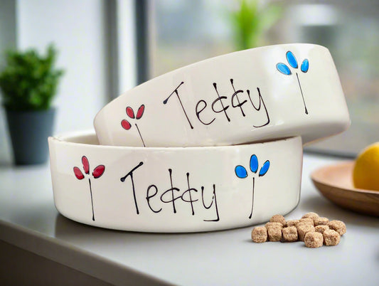 Personalised Straight sided Petal Design 2 bowl set