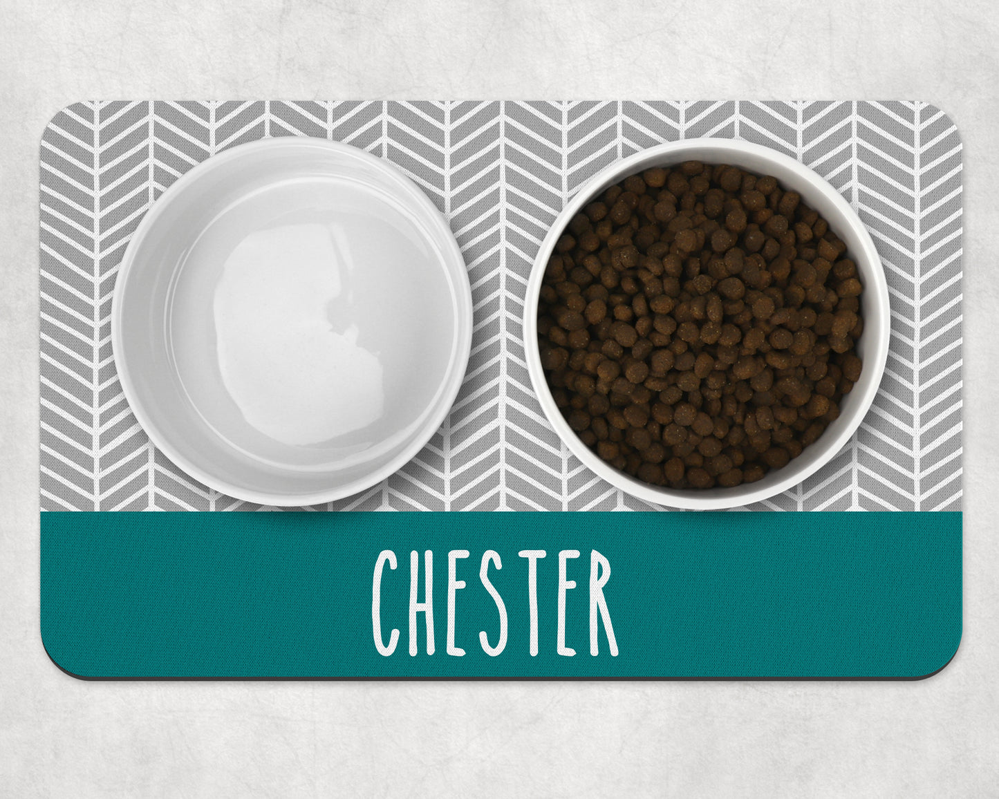 Personalised Pet Bowl Mat Herringbone Stripe Design