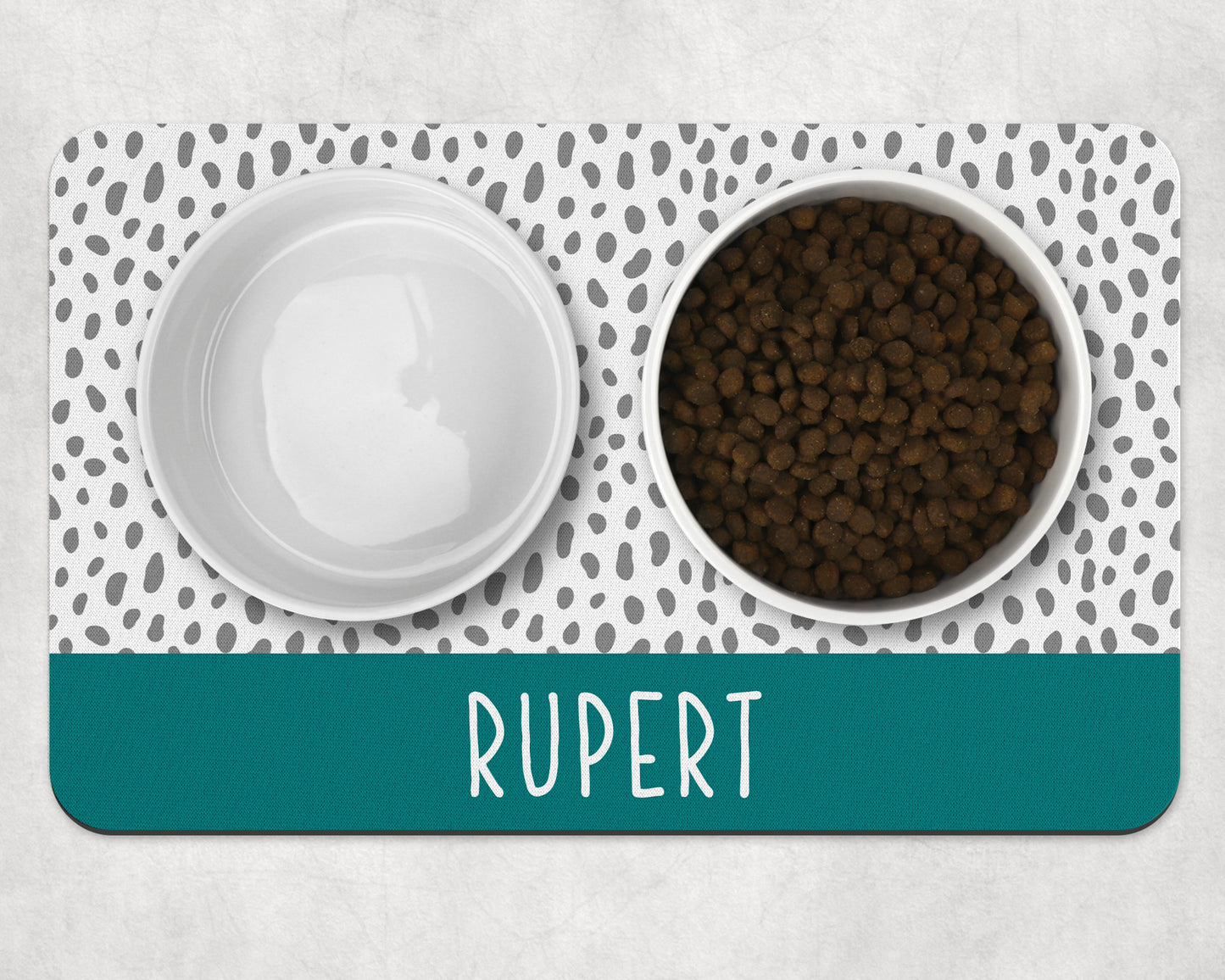 Personalised Pet Bowl Mat Spotty Stripe Design