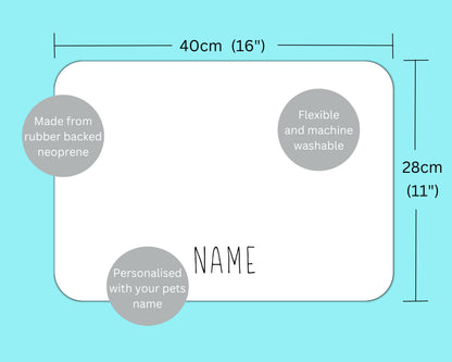 Personalised Pet Bowl Mat Love design