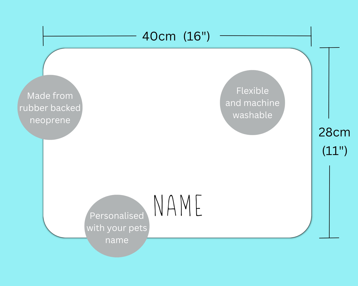 Personalised Straight Sided Monochrome Heart Font bowl and mat set