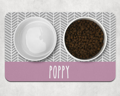 Personalised Pet Bowl Mat Herringbone Stripe Design