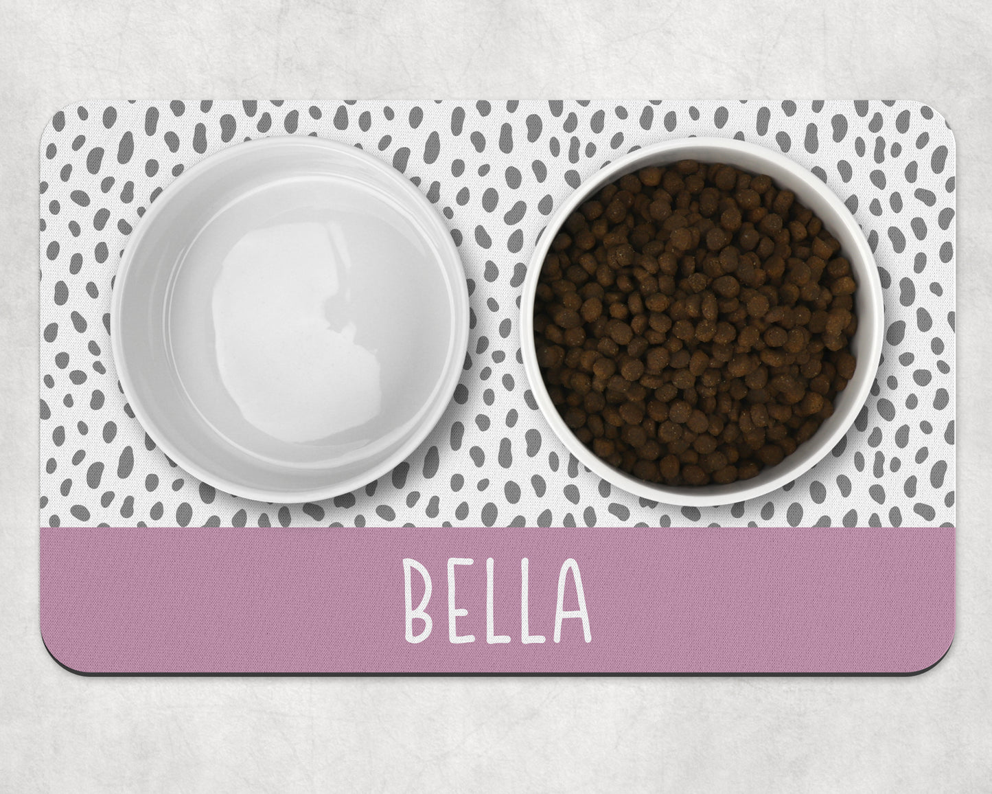 Personalised Pet Bowl Mat Spotty Stripe Design