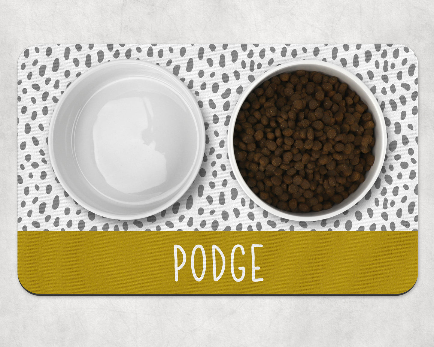 Personalised Pet Bowl Mat Spotty Stripe Design