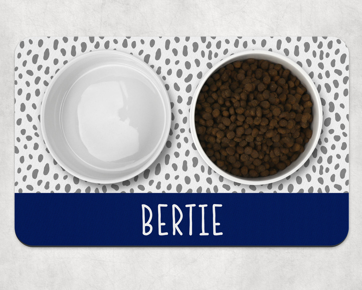 Personalised Pet Bowl Mat Spotty Stripe Design