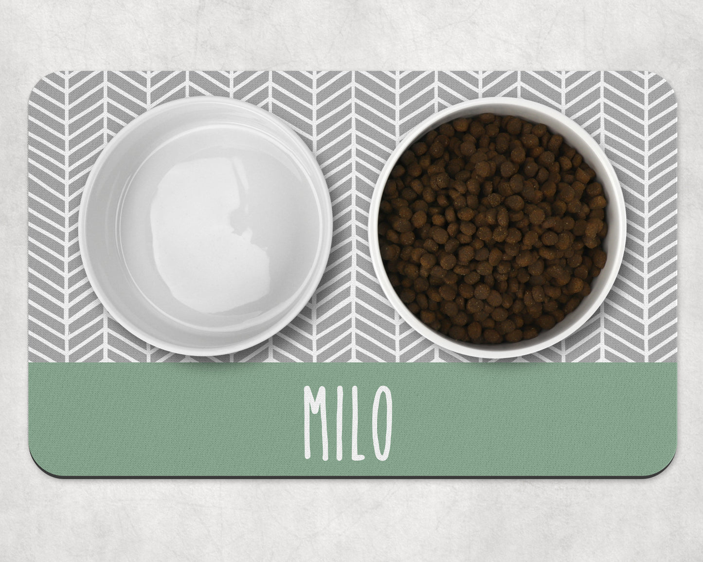 Personalised Pet Bowl Mat Herringbone Stripe Design