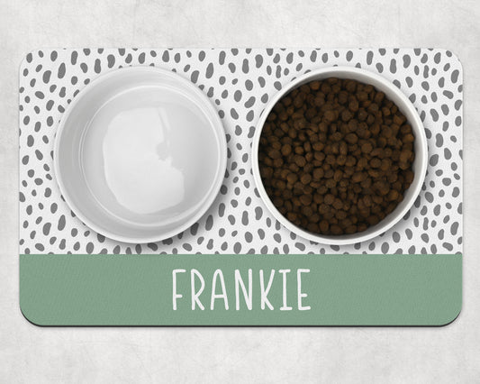 Personalised Pet Bowl Mat Spotty Stripe Design