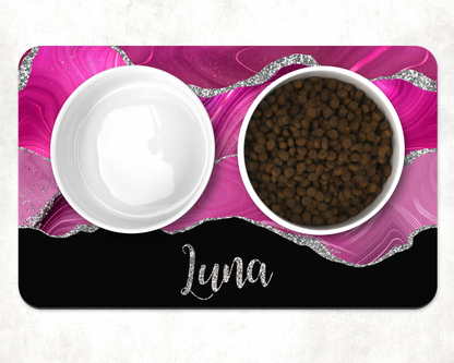 Personalised Pet Bowl Mat Agate Design