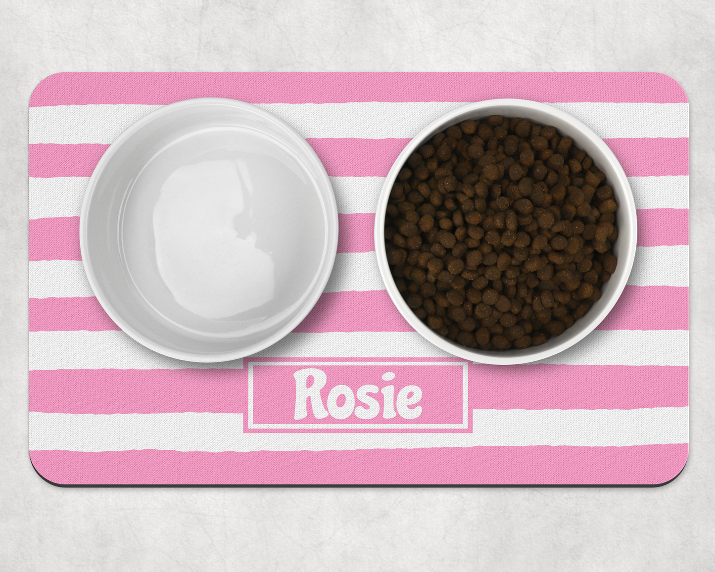 Personalised Pet Bowl Mat Stripey Design