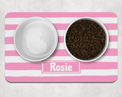 Personalised Pet Bowl Mat Stripey Design