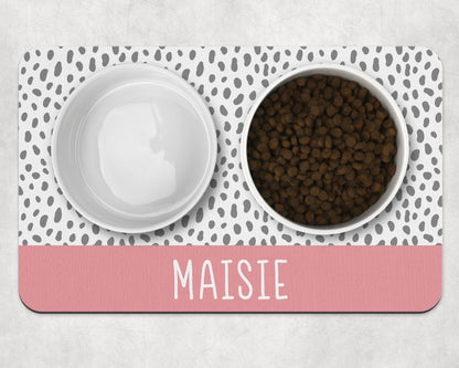 Personalised Pet Bowl Mat Spotty Stripe Design
