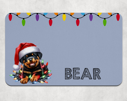 Personalised Christmas Bowl Mat Dog Breed Design