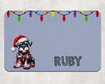 Personalised Christmas Bowl Mat Dog Breed Design