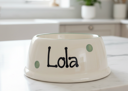 Personalised Slanted Polka Dot Bowl