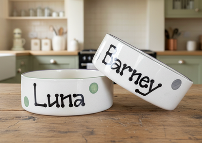 Personalised Straight Sided Polka Dot bowl