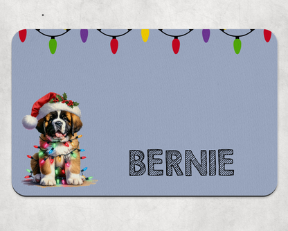 Personalised Christmas Bowl Mat Dog Breed Design