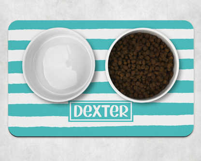 Personalised Pet Bowl Mat Stripey Design
