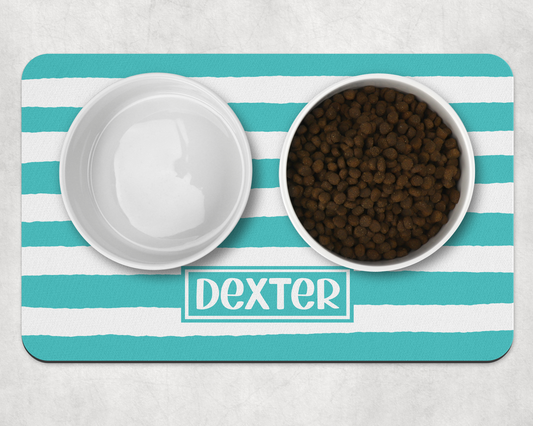 Personalised Pet Bowl Mat Stripey Design