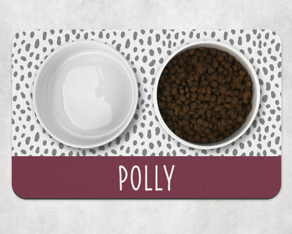 Personalised Pet Bowl Mat Spotty Stripe Design