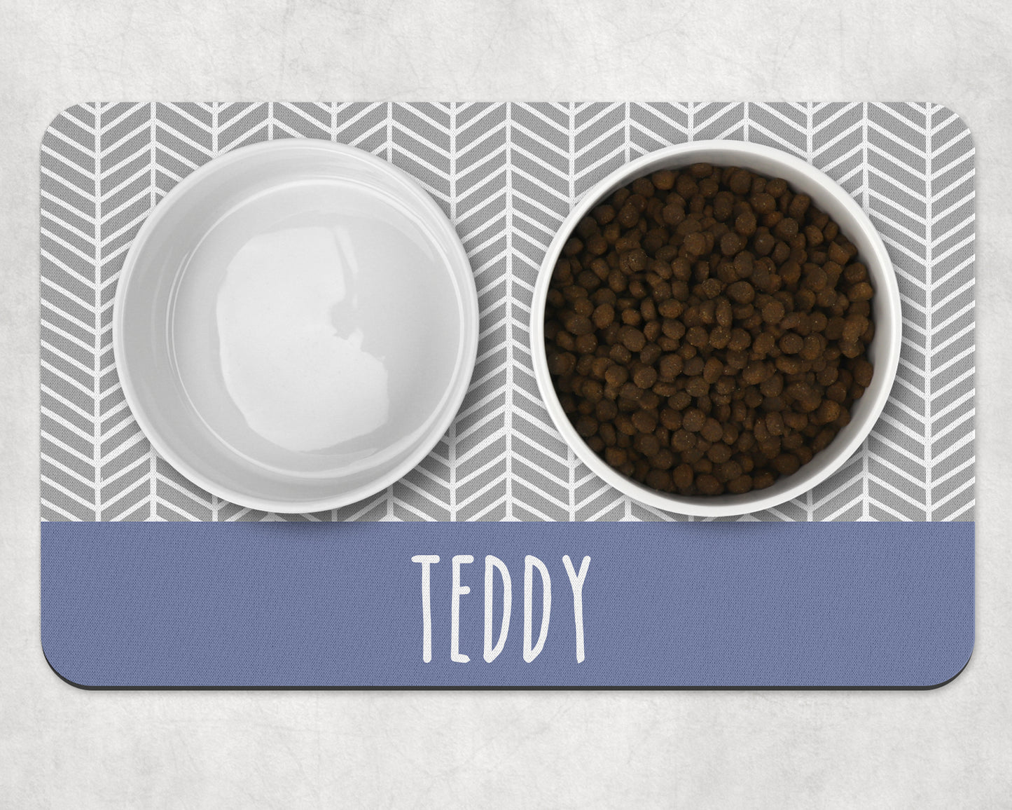 Personalised Pet Bowl Mat Herringbone Stripe Design
