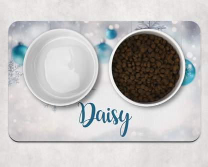 Personalised Pet Bowl Mat Christmas Hanging Bauble Design