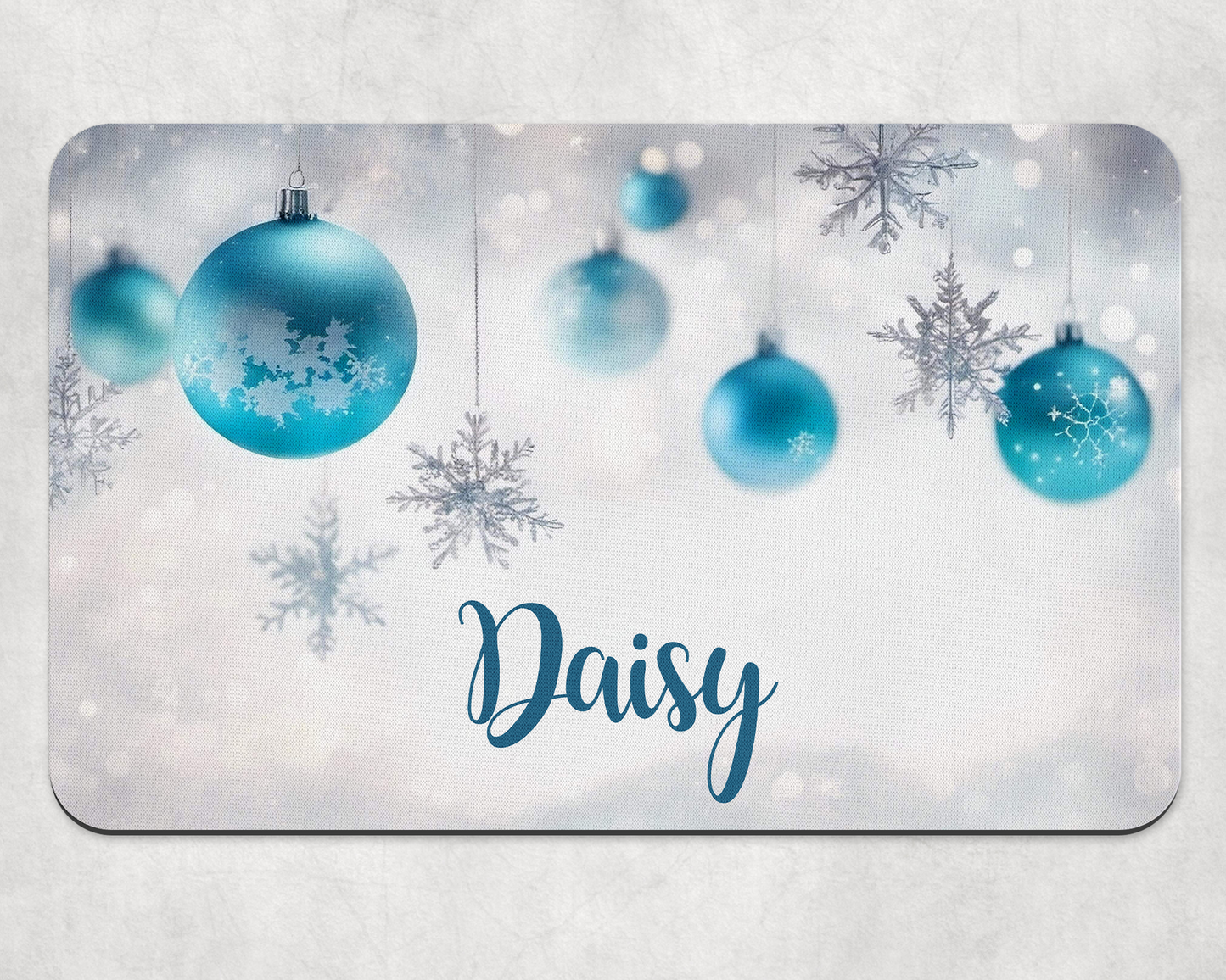 Personalised Pet Bowl Mat Christmas Hanging Bauble Design