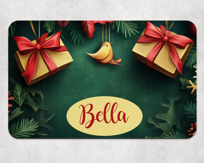 Personalised Pet Bowl Mat Christmas Hanging Gifts Design