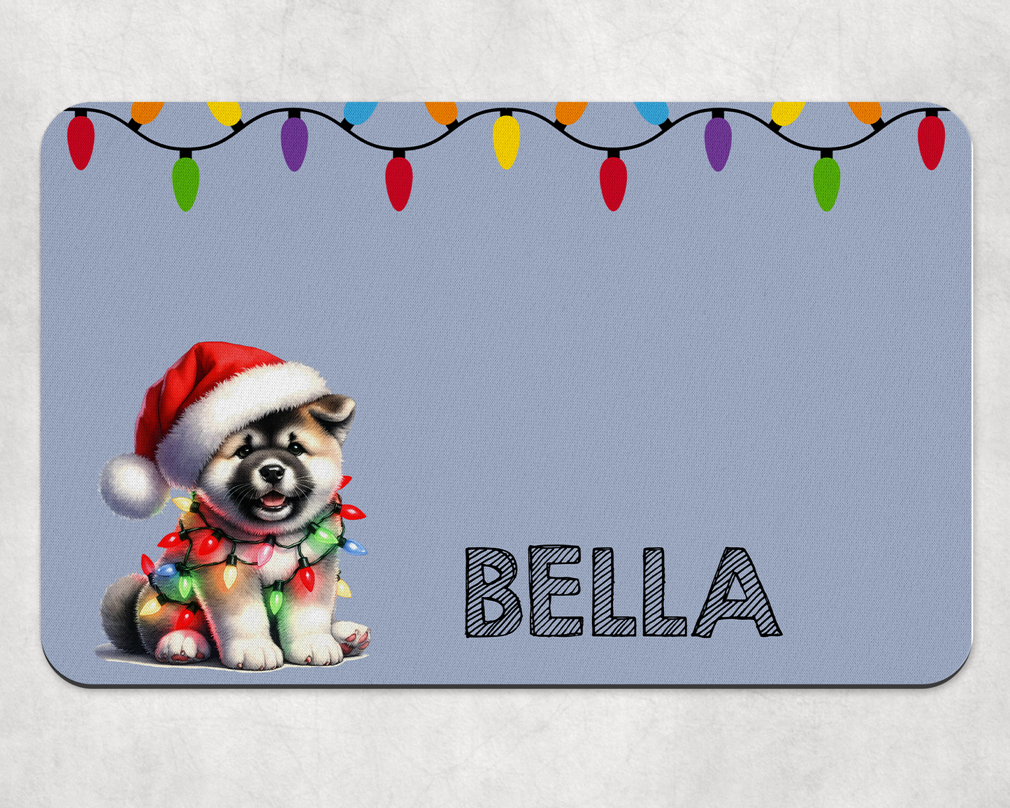 Personalised Christmas Bowl Mat Dog Breed Design