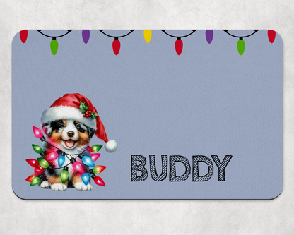 Personalised Christmas Bowl Mat Dog Breed Design