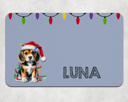 Personalised Christmas Bowl Mat Dog Breed Design