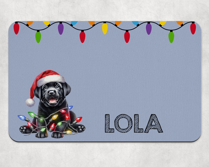 Personalised Christmas Bowl Mat Dog Breed Design