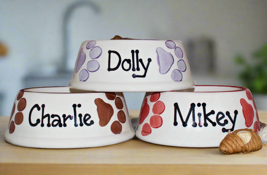 Personalised Slanted Paw Print Bowl