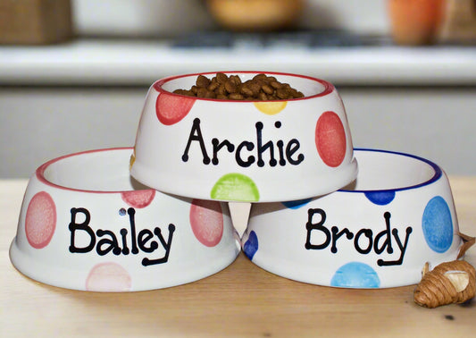 Personalised Slanted Spotty Bowl