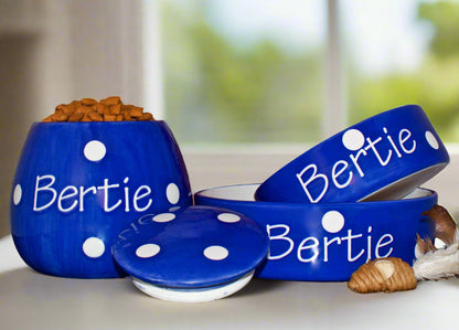 Personalised Straight sided Polka design Treat Jar set