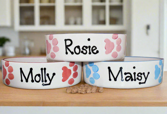 Personalised Straight Sided Paw Print Bowl