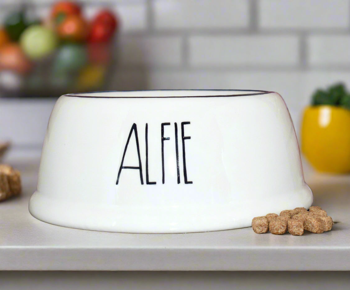 Personalised Slanted Skinny Font Bowl