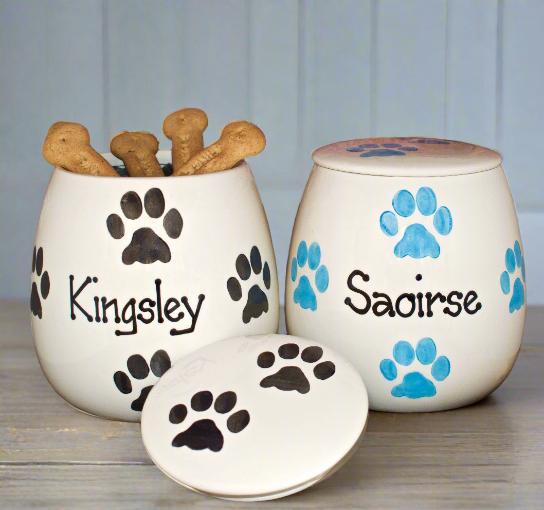 Personalised Treat Jar Paw Print Design