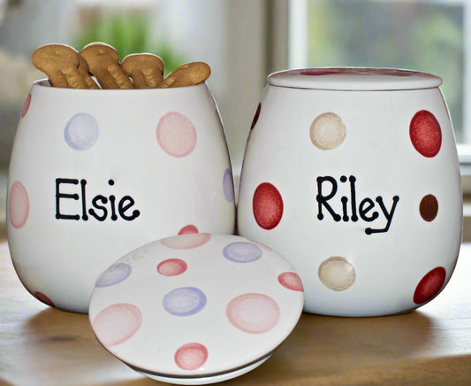 Personalised Treat Jar Spotty Design