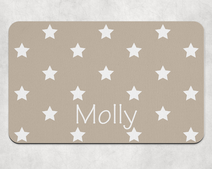 Personalised Pet Bowl Mat Polka Star Design