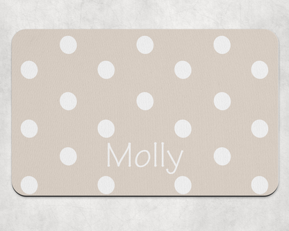 Personalised Pet Bowl Mat Polka Dot Design