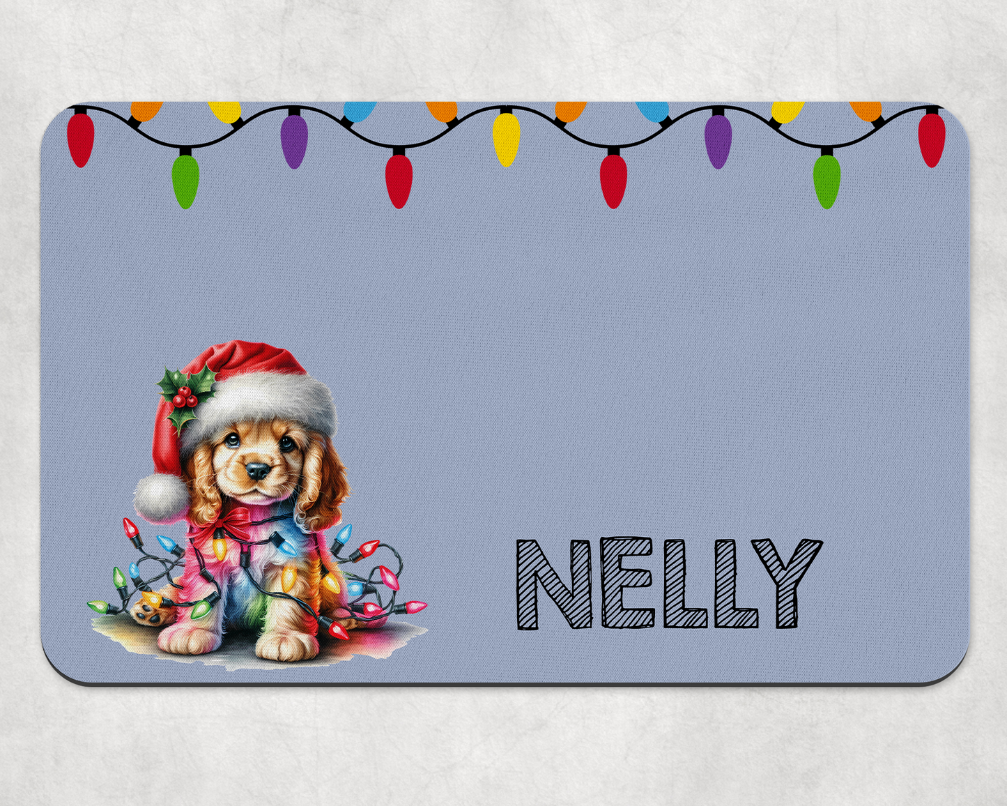 Personalised Christmas Bowl Mat Dog Breed Design