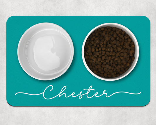 Personalised Pet Bowl Mat Flat Colour Design