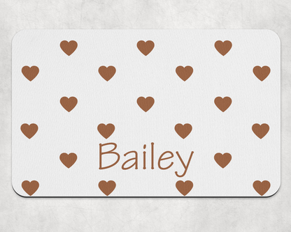 Personalised Pet Bowl Mat Heart Confetti Design