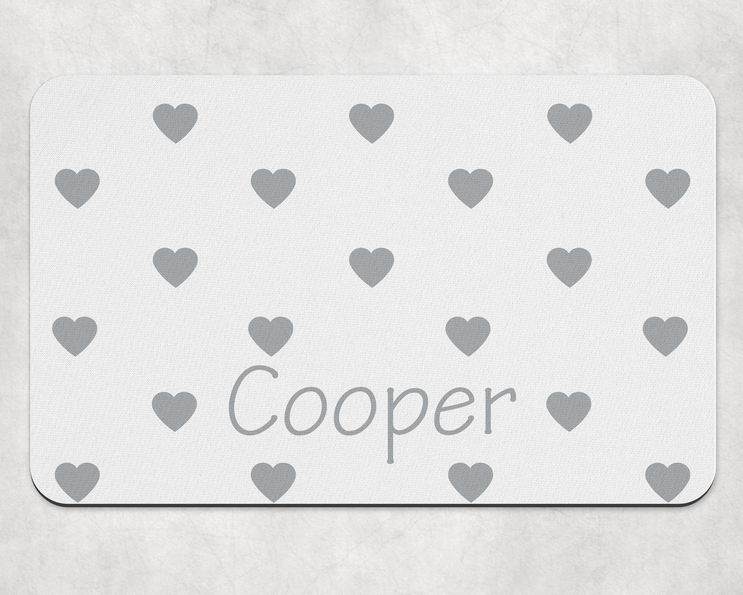 Personalised Pet Bowl Mat Heart Confetti Design