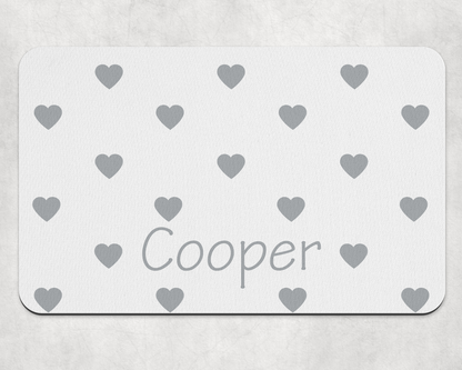 Personalised Pet Bowl Mat Heart Confetti Design
