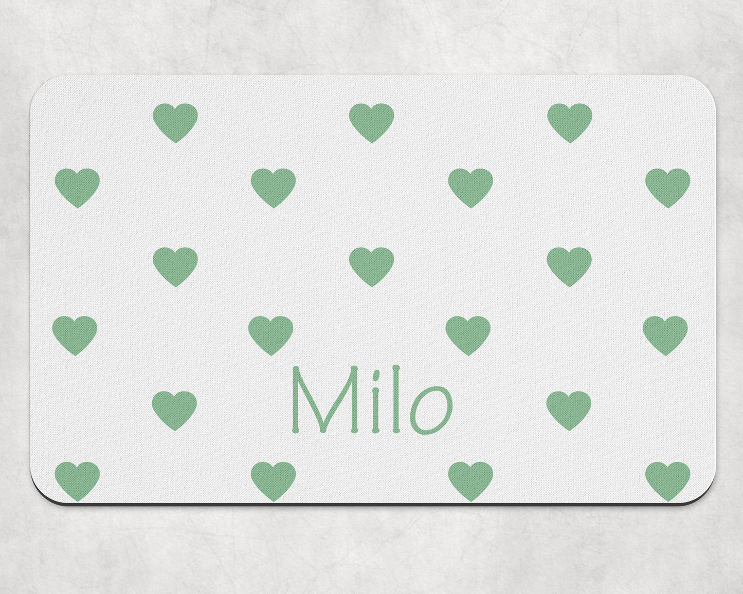 Personalised Pet Bowl Mat Heart Confetti Design