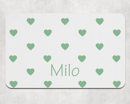 Personalised Pet Bowl Mat Heart Confetti Design